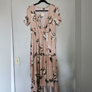 Pink blush wrap dress